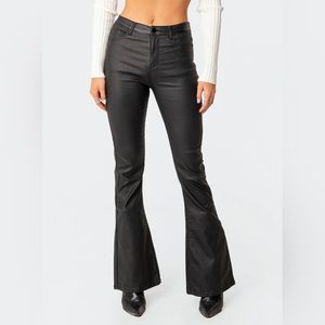 edikted Luna Faux Leather Flare Jeans
